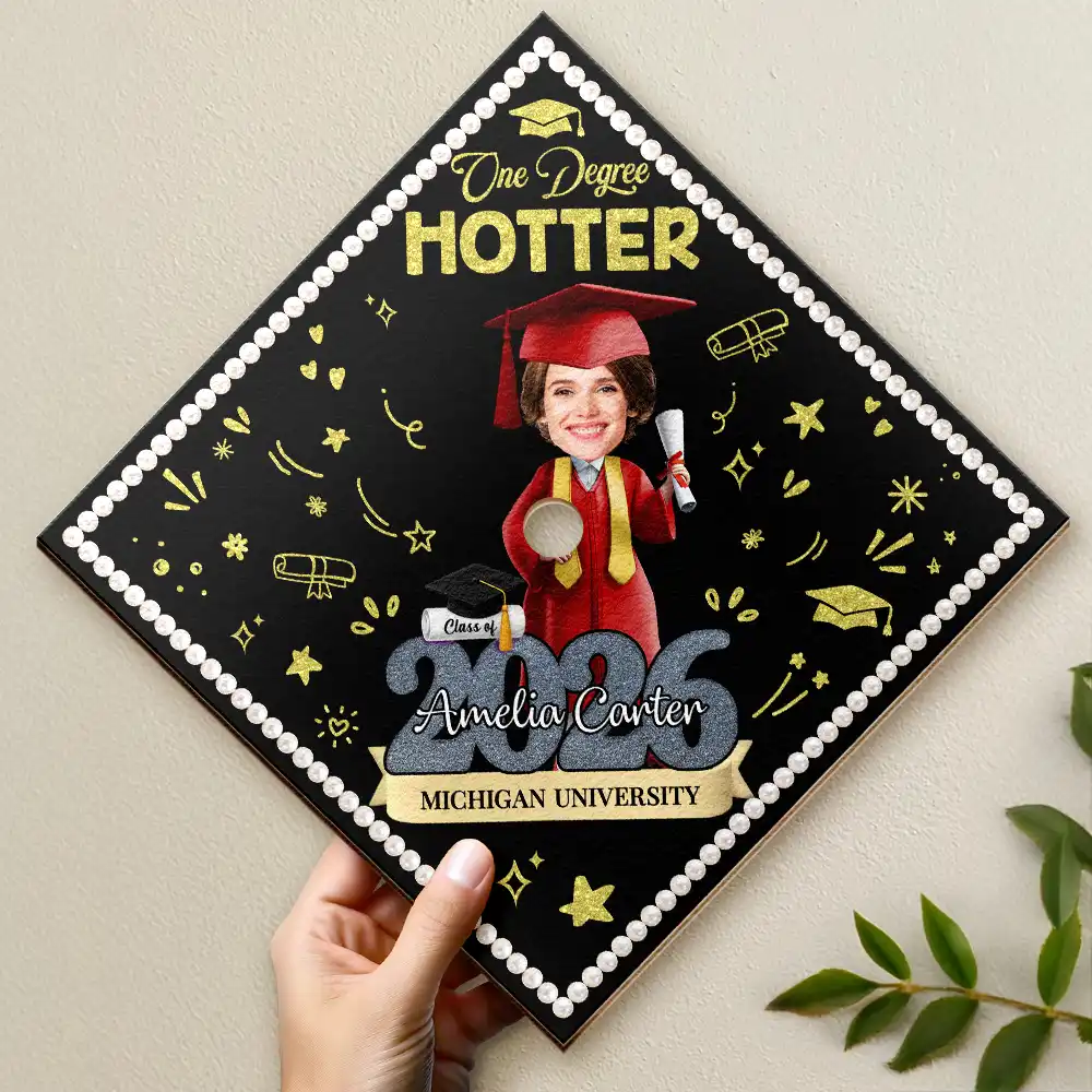Custom Photo One Degree Hotter - Personalized Graduation Cap Topper - Image 3