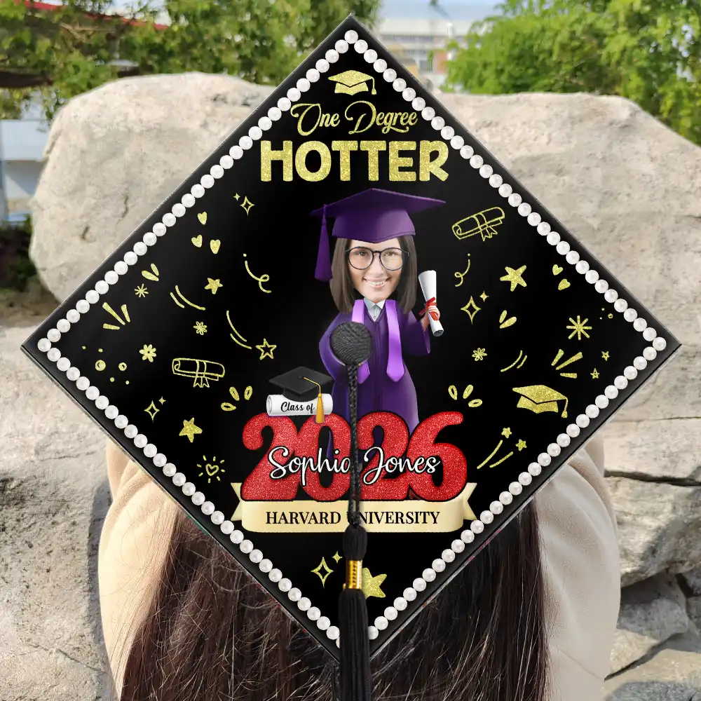 Custom Photo One Degree Hotter - Personalized Graduation Cap Topper - Image 4