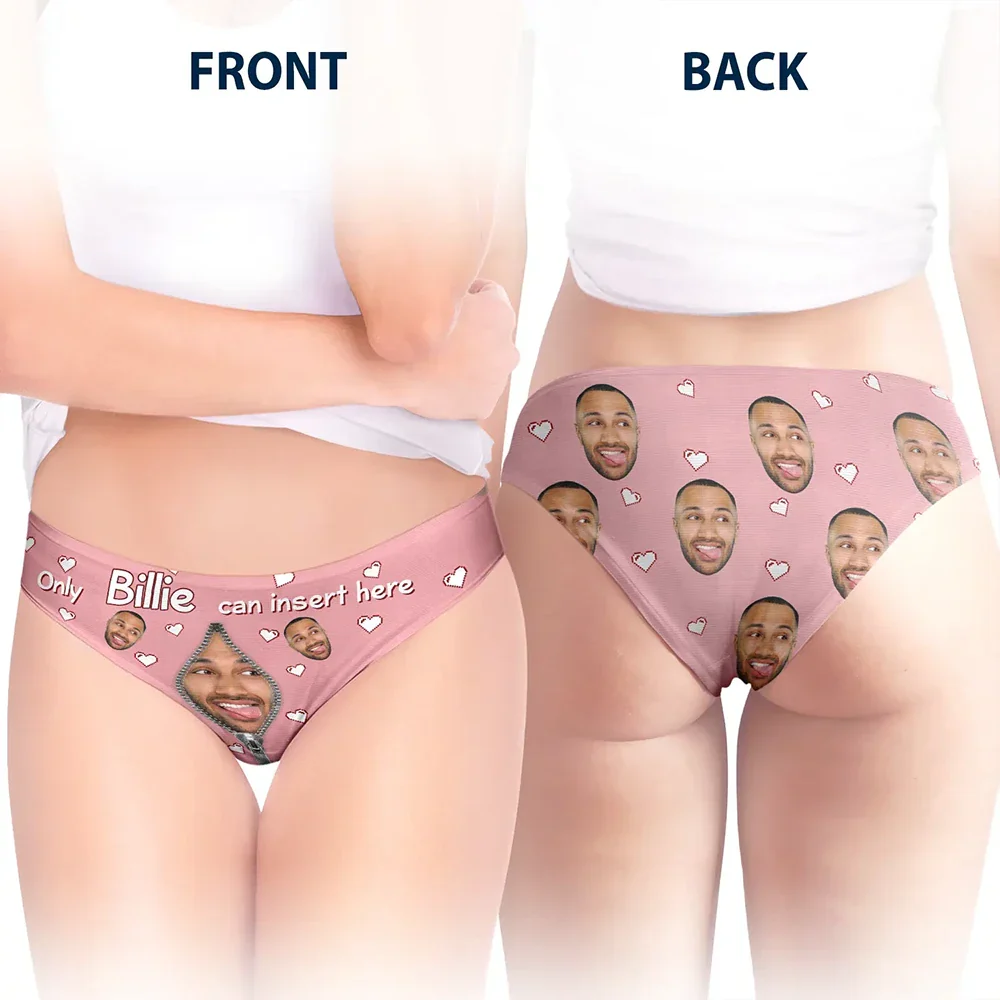 Custom Photo Only You Can Insert Here - Personalized Women's Low-waisted Brief - Image 5
