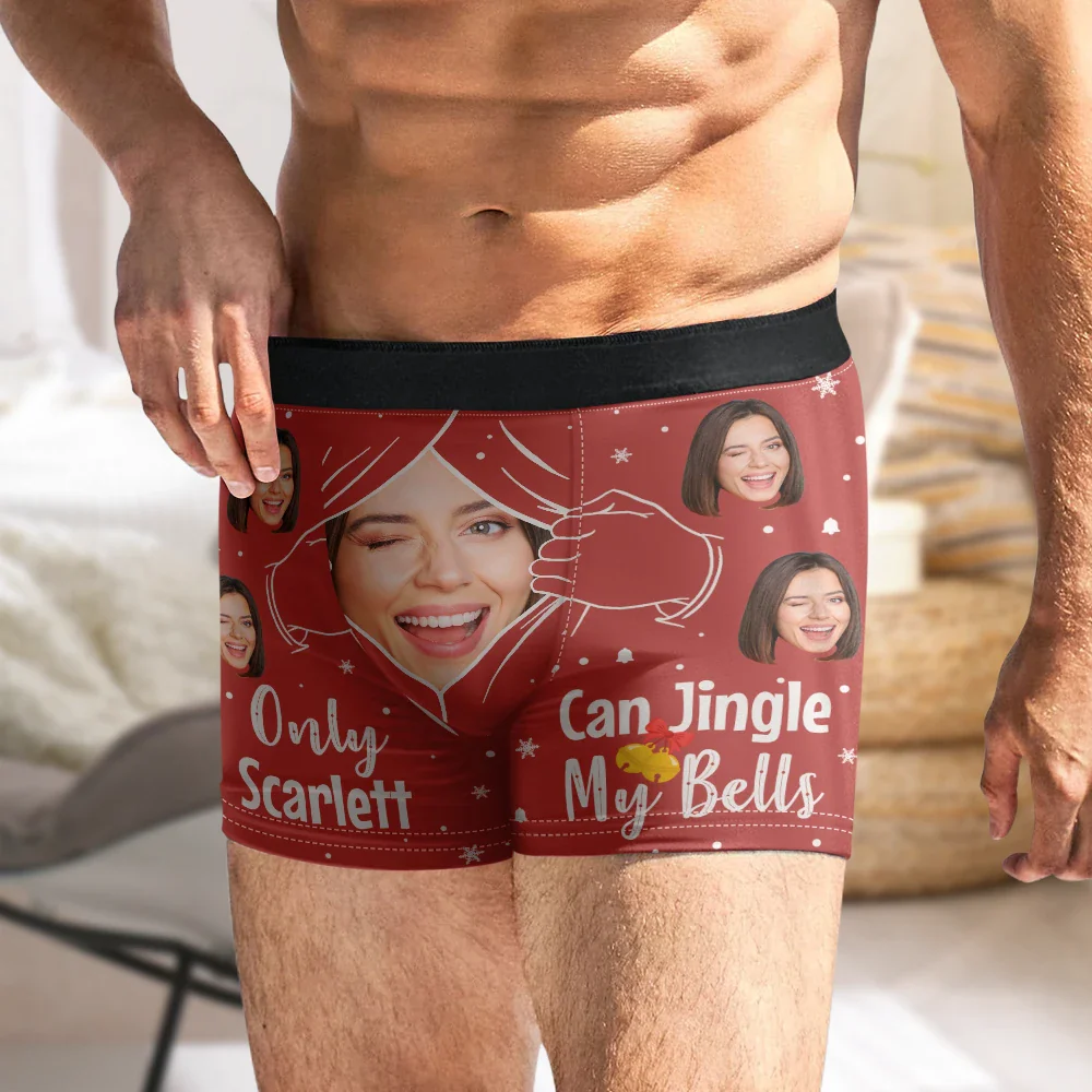 Custom Photo Only You Can Jingle My Bell - Personalized Men's Boxer Briefs - Image 6