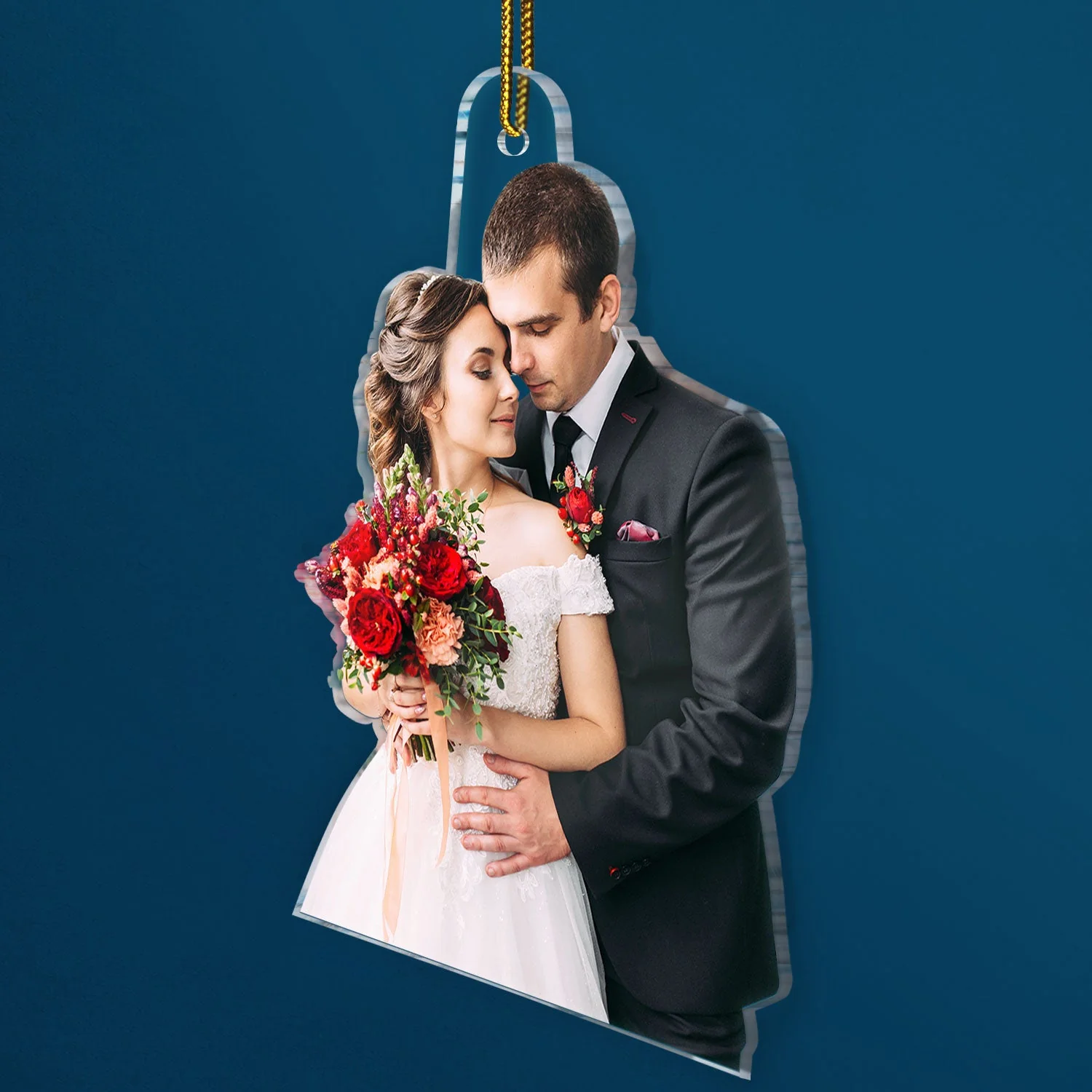 Custom Photo Our First Christmas Married - Gift For Couple, Bride, Groom, Engaged People - Personalized Acrylic Photo Ornament - Image 3