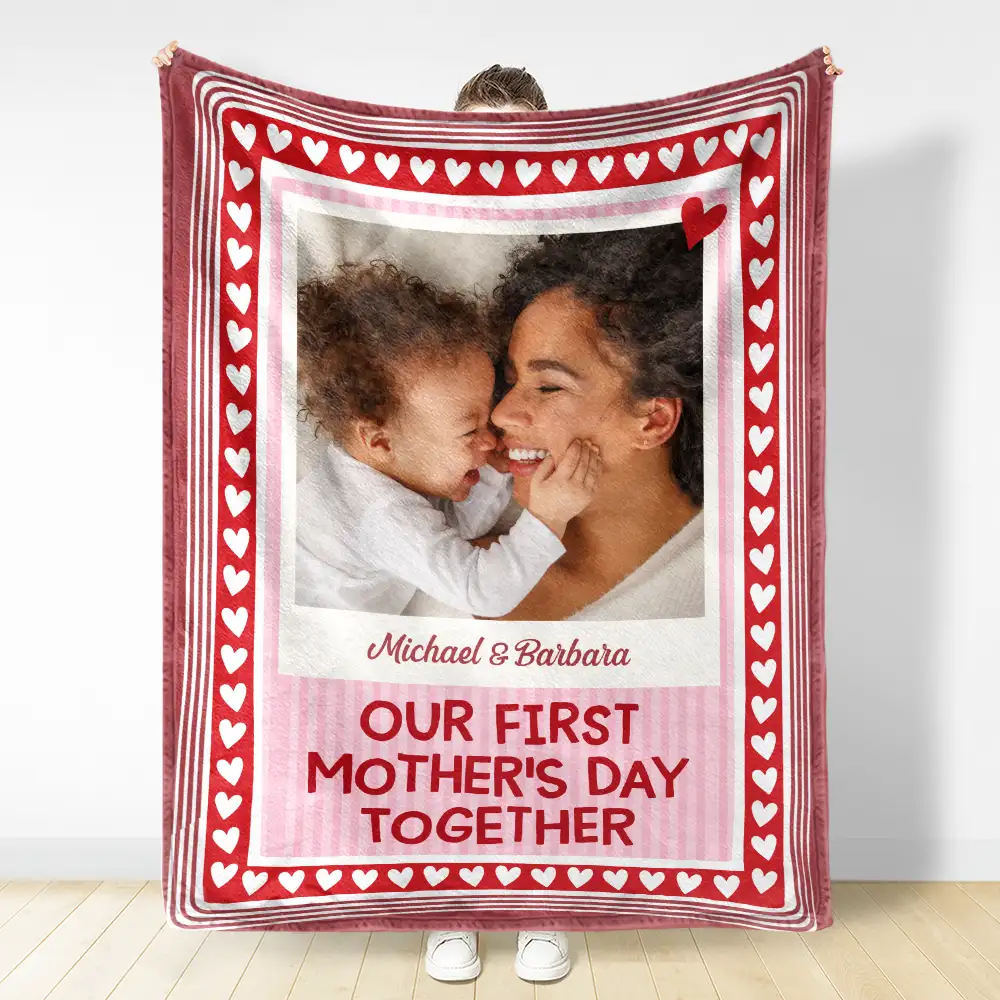 Custom Photo Our First Mother's Day Together Newborn Baby - Personalized Fleece Blanket, Sherpa Blanket - Image 3