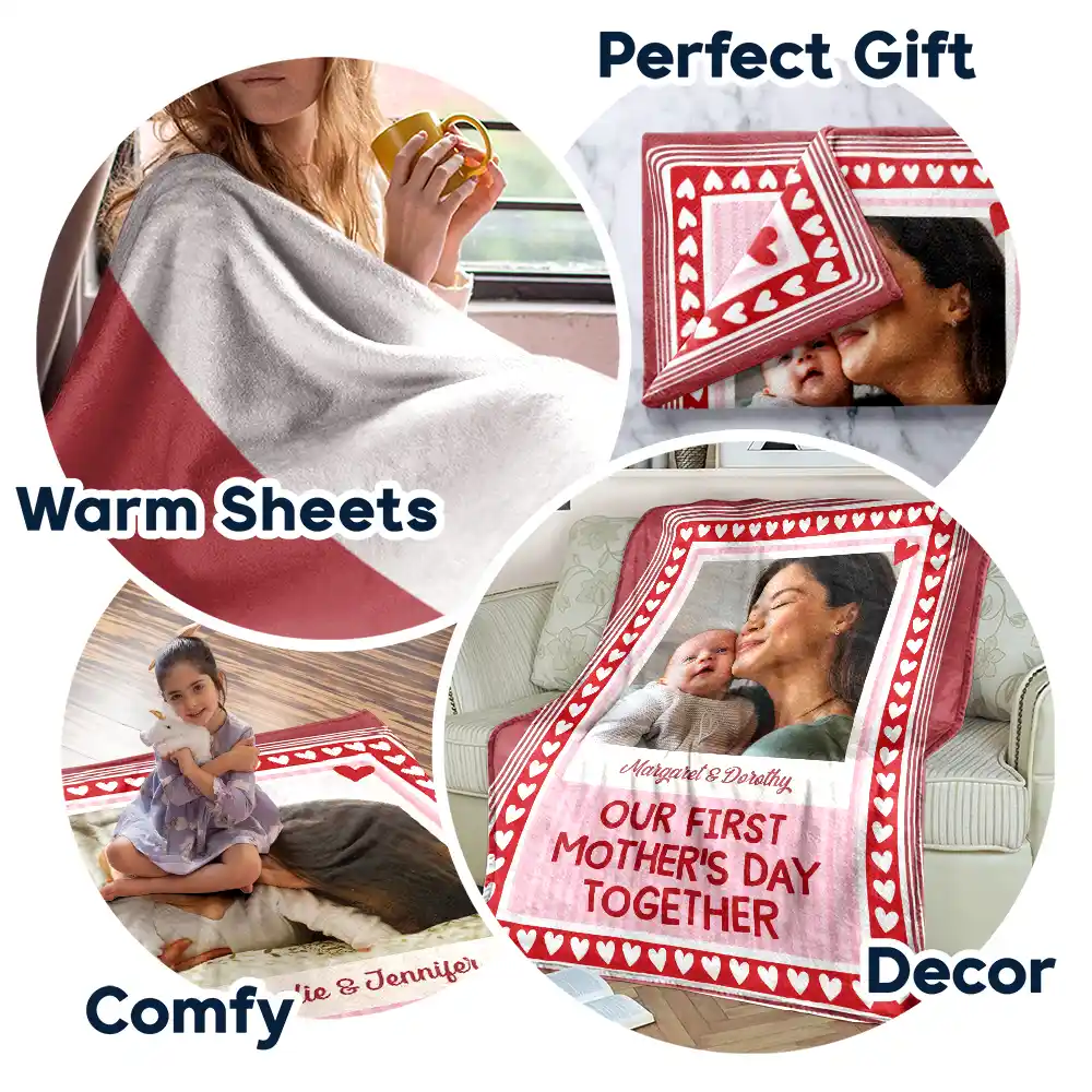 Custom Photo Our First Mother's Day Together Newborn Baby - Personalized Fleece Blanket, Sherpa Blanket - Image 7