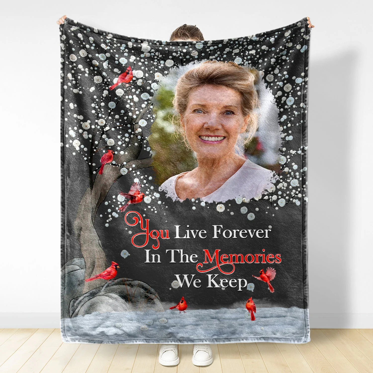 Custom Photo Our Love For You Will Never Cease - Memorial Gift For Family, Siblings, Friends - Personalized Fleece Blanket - Image 3