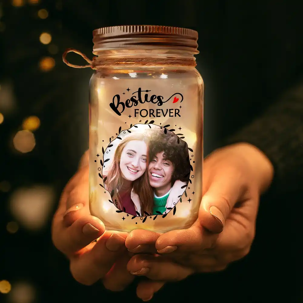 Custom Photo Our Memories Are Countless Our Friendship Is Endless - Personalized Mason Jar Light - Image 3