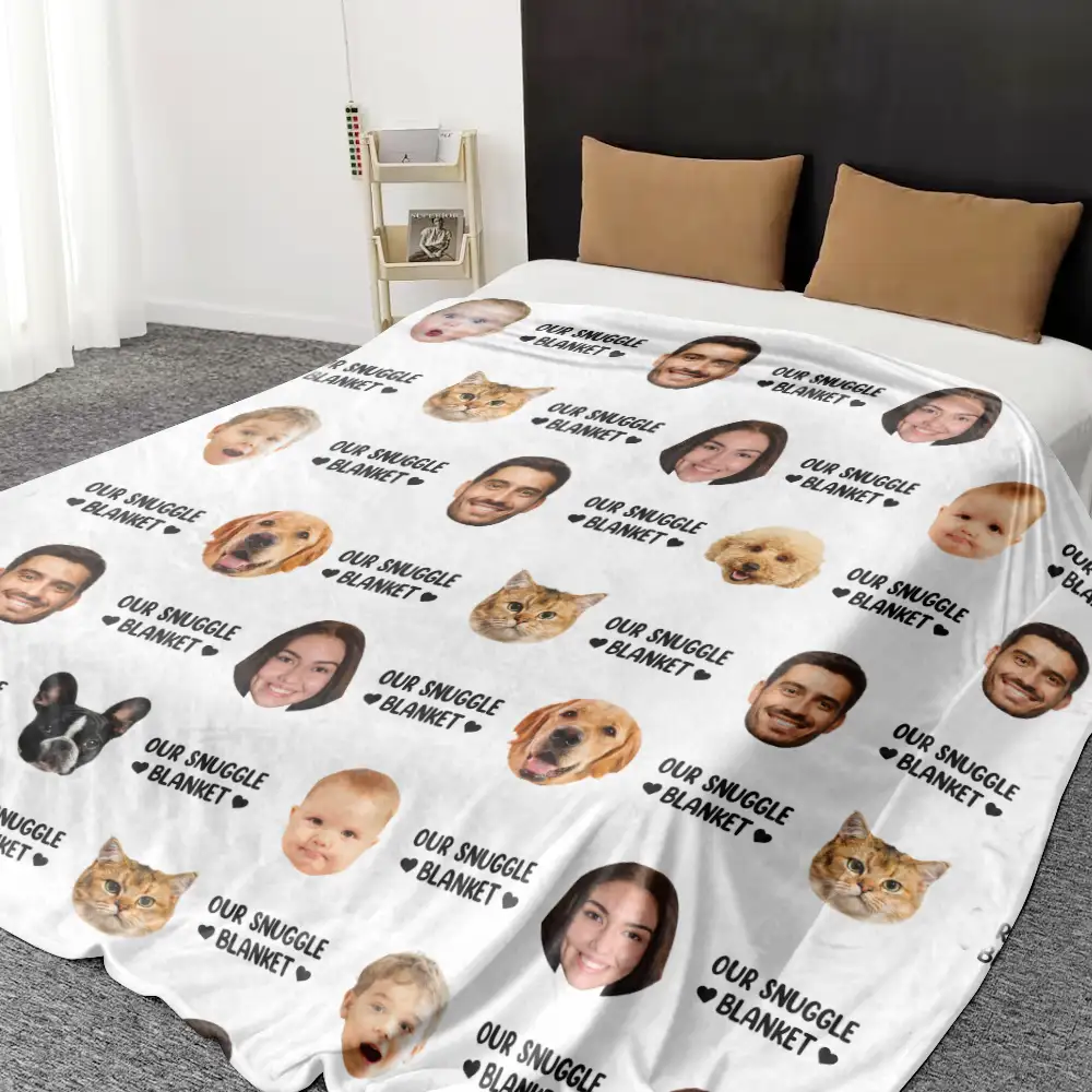Custom Photo Our Snuggle Blanket Family Couple - Personalized Oversized Blanket - Image 5
