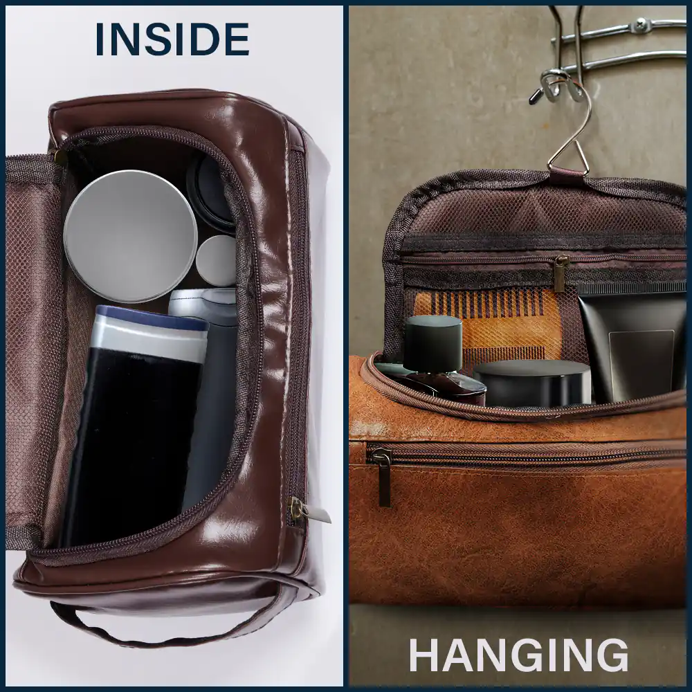 Custom Photo Outline Best Dad Ever - Personalized Leather Toiletry Bag - Image 7