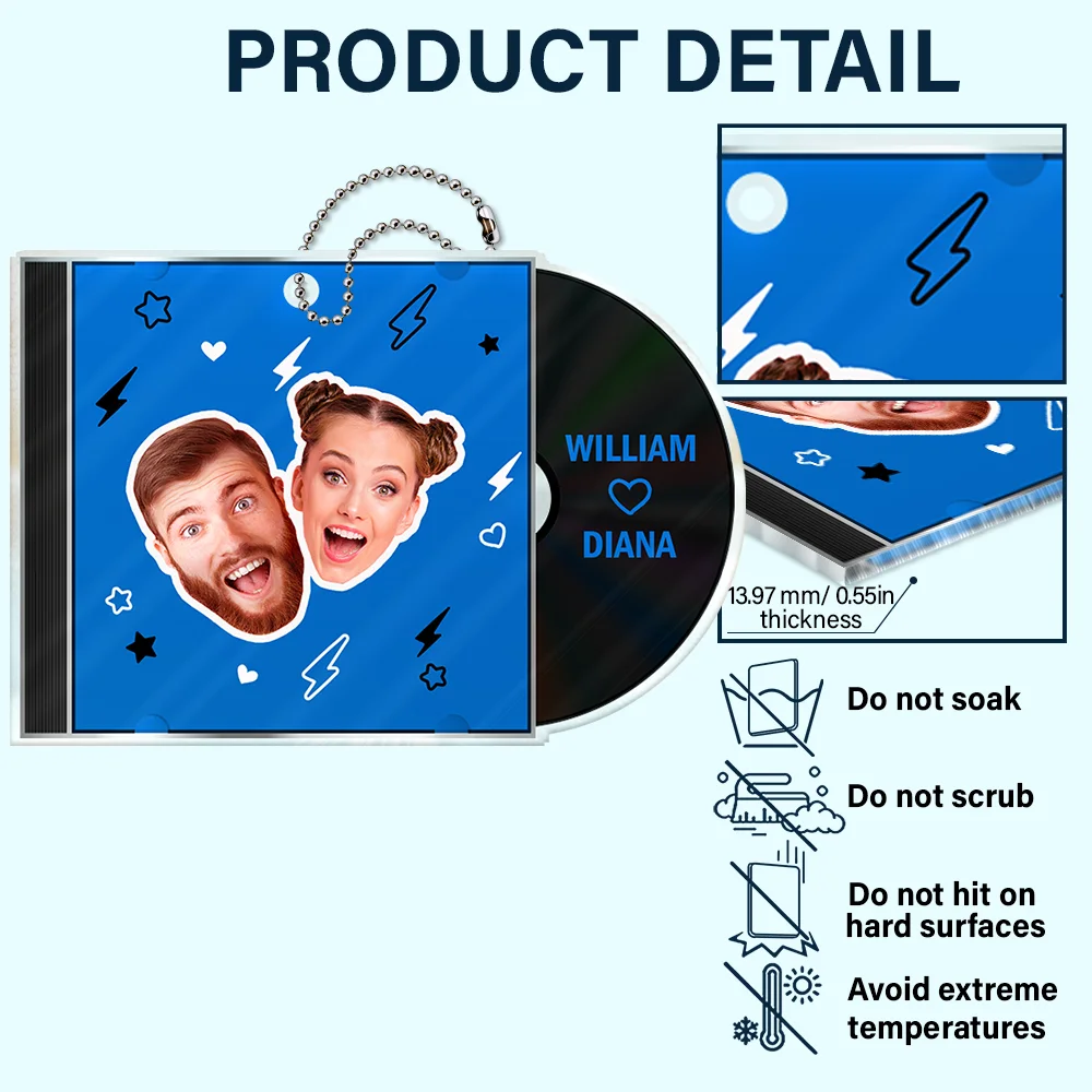 Custom Photo Outline CD Couple - Personalized Acrylic Car Hanger - Image 6