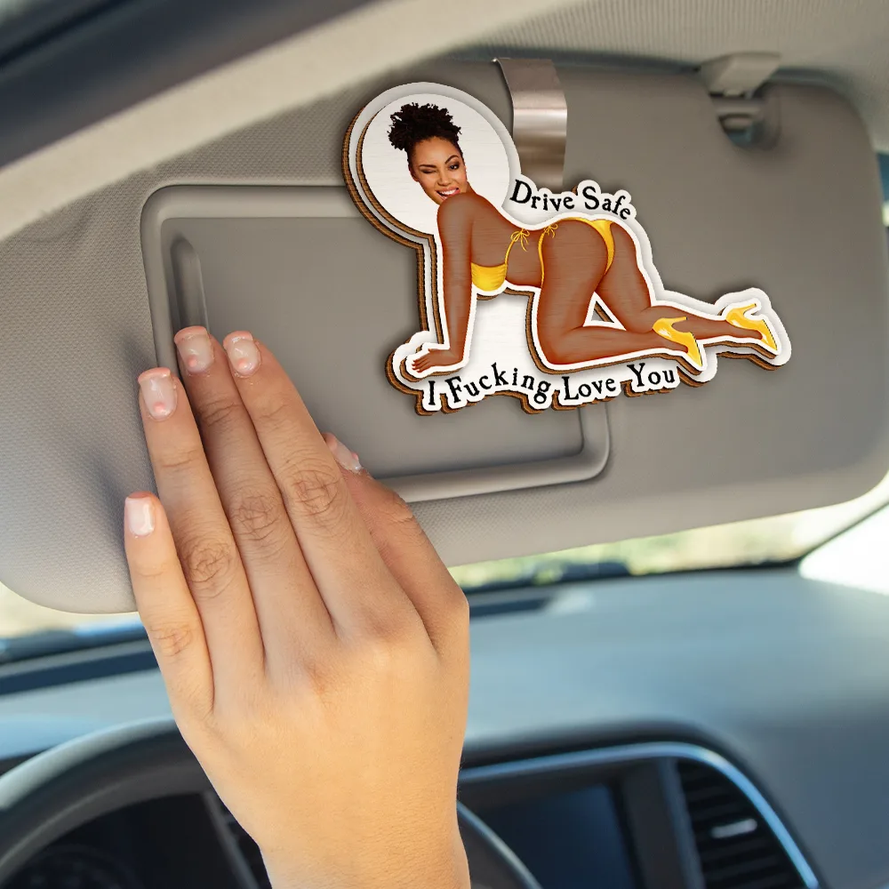Custom Photo Outline Couple Drive Safe I Freaking Love You - Personalized Custom Shaped Car Visor Clip - Image 5