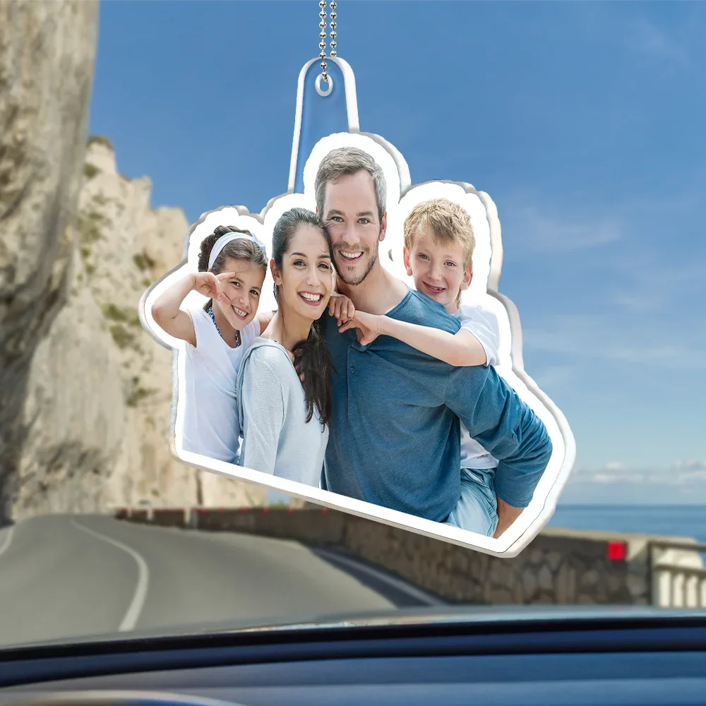 Custom Photo Outline Couple Family Besties - Personalized Acrylic Car Hanger - Image 3
