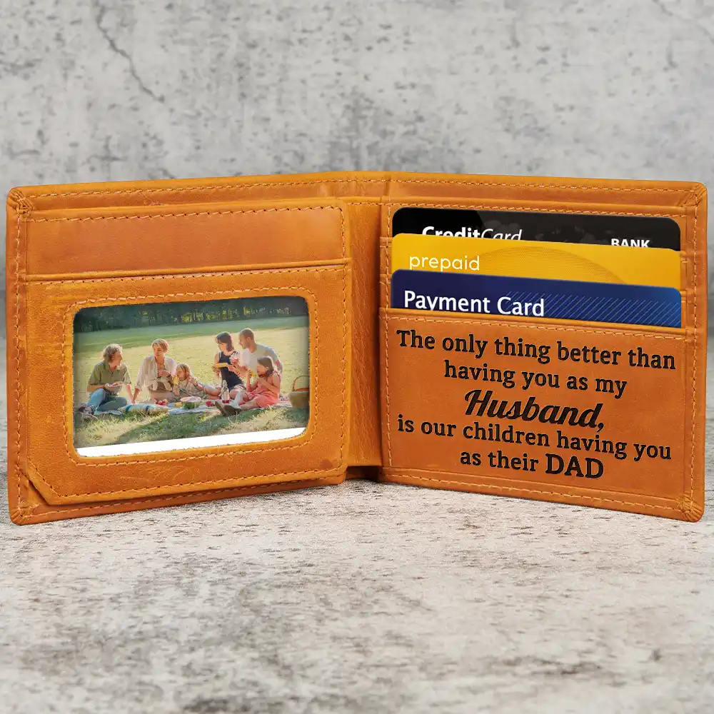Custom Photo Outline Sketch Dad Thank You For Being Amazing - Personalized Engraved Leather Wallet - Image 3