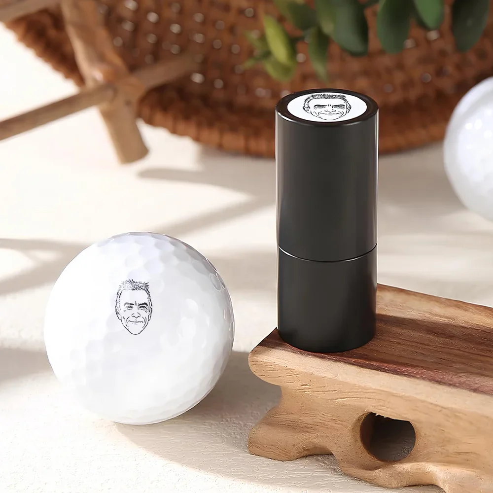 Custom Photo Outline Sketch Golfer Face - Personalized Golf Ball Stamp With Metal Storage Box - Image 4
