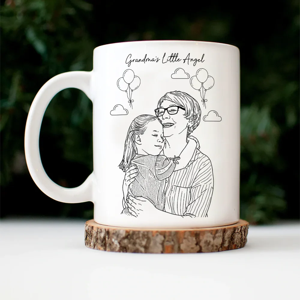 Custom Photo Outline Sketch Mom Dad Baby Family Portrait Line Art - Personalized Mug - Image 5