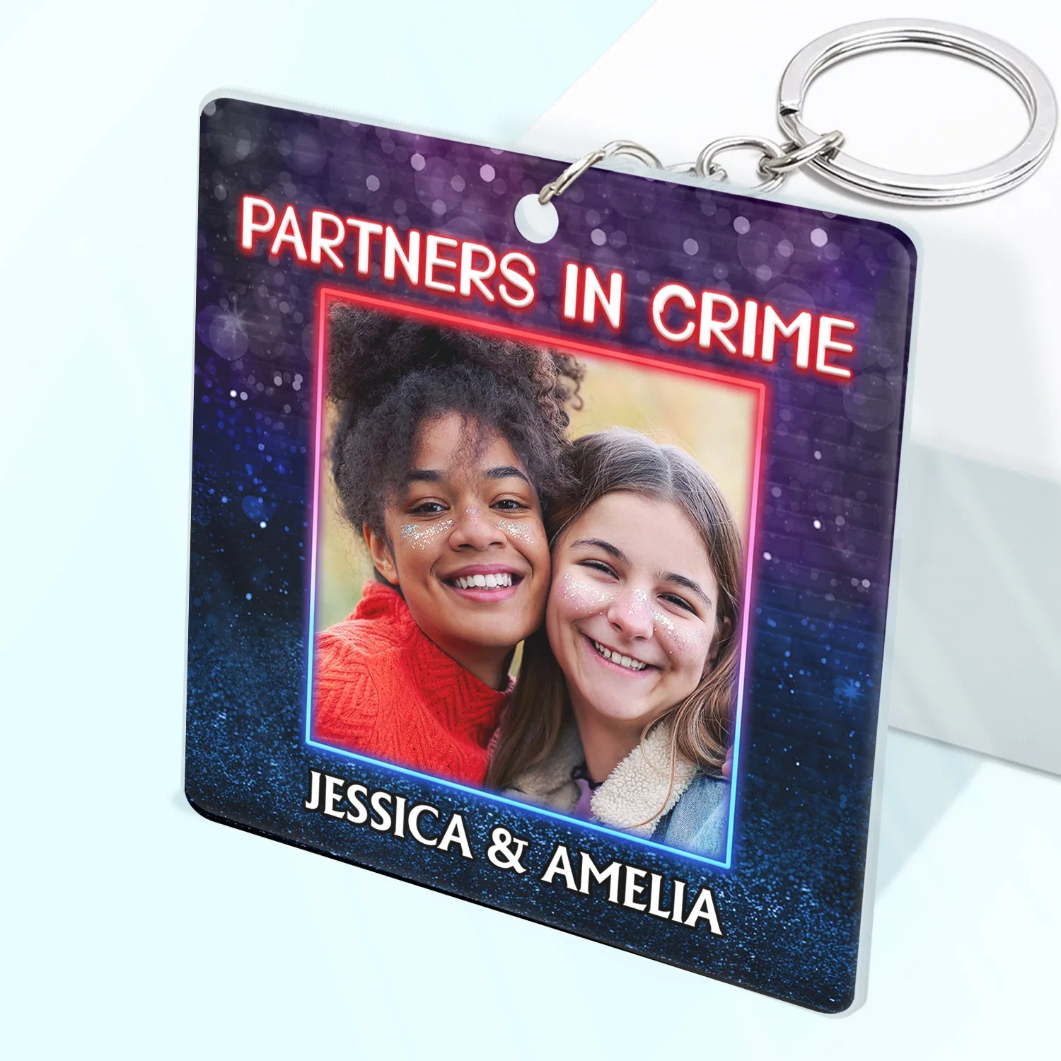 Custom Photo Partners In Crime Just Remember If We Get Caught Best Friends - Bestie BFF Gift - Personalized Custom Acrylic Keychain - Image 2