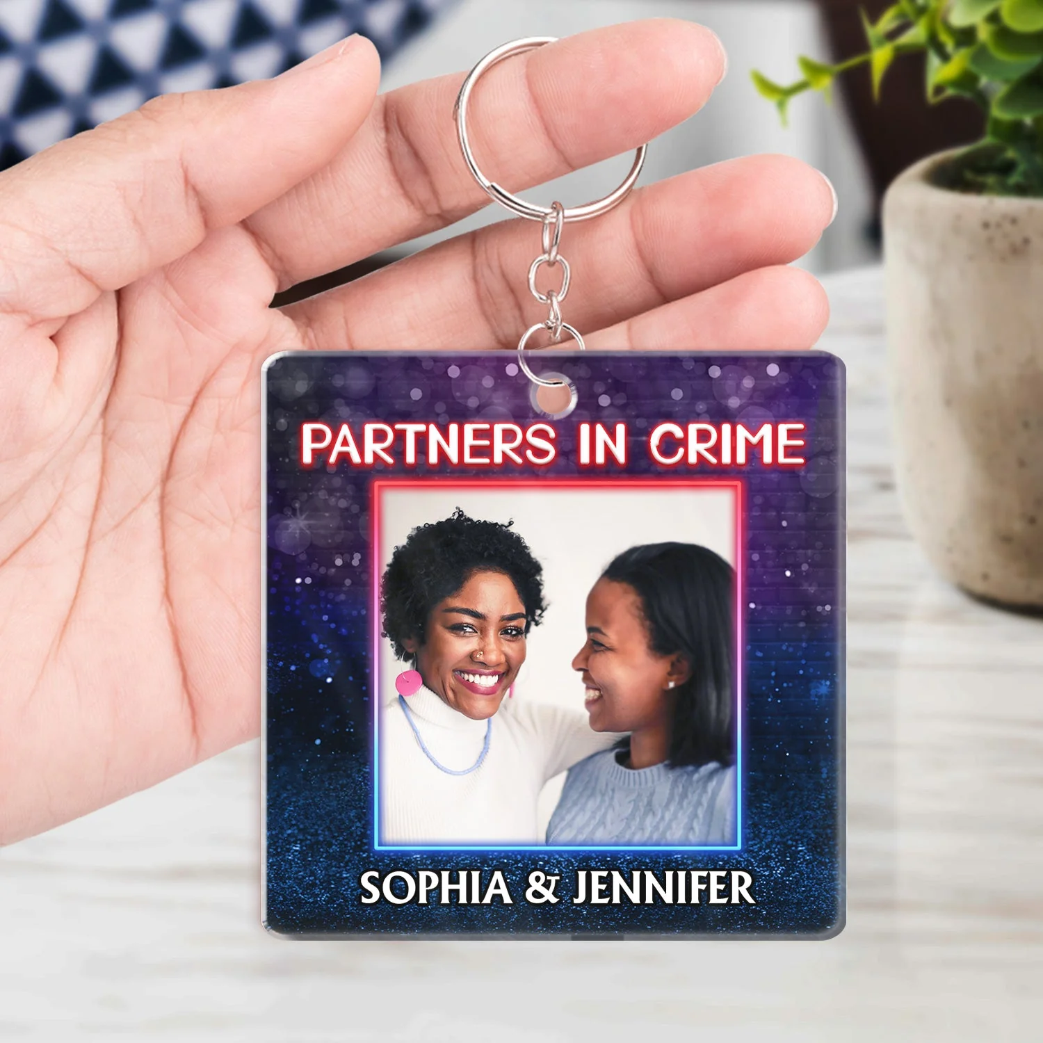 Custom Photo Partners In Crime Just Remember If We Get Caught Best Friends - Bestie BFF Gift - Personalized Custom Acrylic Keychain - Image 4