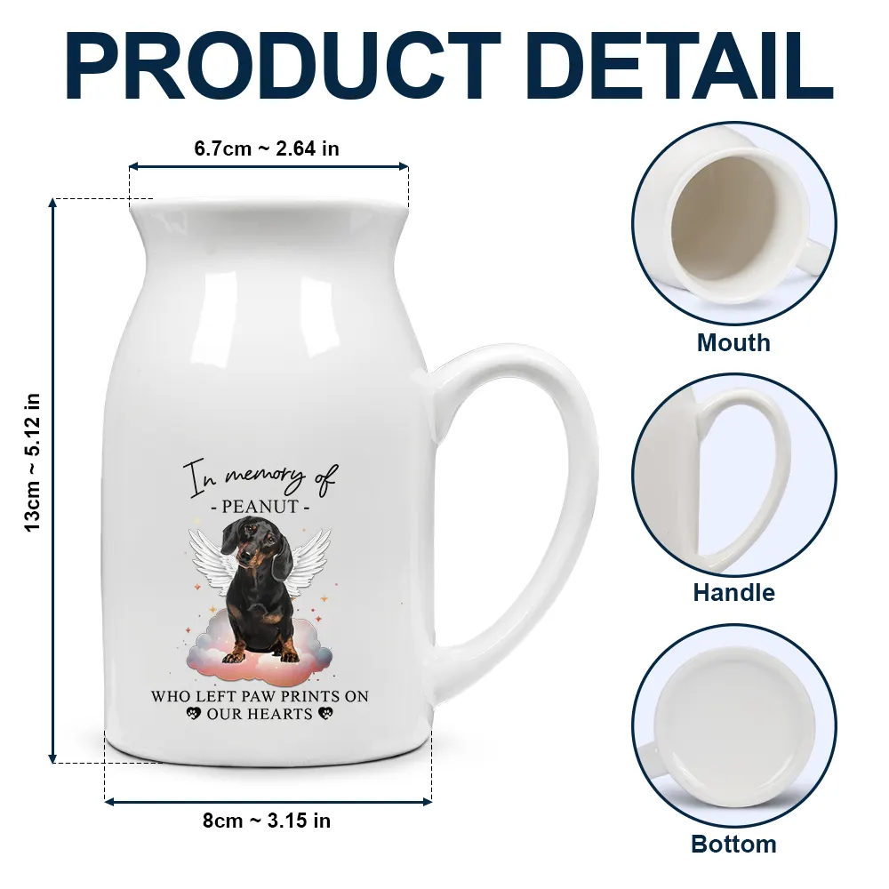 Custom Photo Paw Prints On Our Hearts Memorial Dog Cat - Personalized Ceramic Flower Vase - Image 5