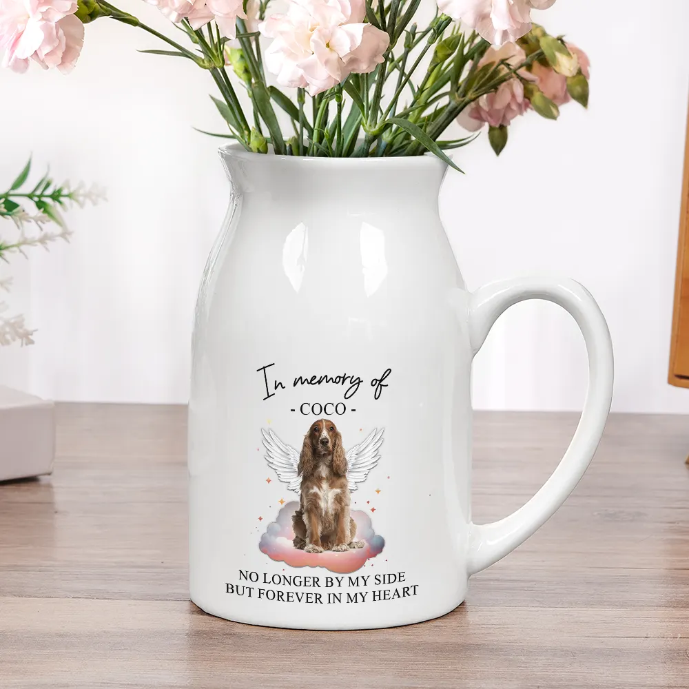 Custom Photo Paw Prints On Our Hearts Memorial Dog Cat - Personalized Ceramic Flower Vase - Image 6