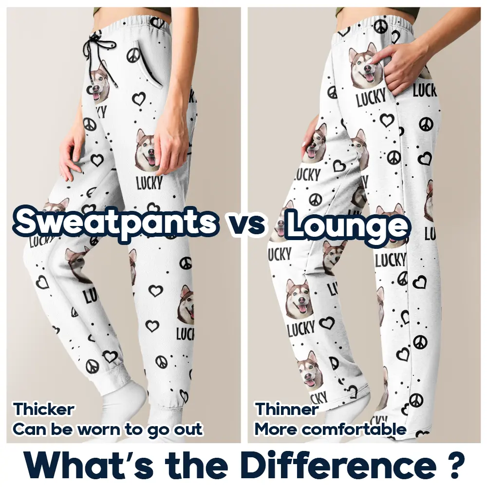 Custom Photo Peace Love Pet Face - Personalized Pajama Pants - Image 7
