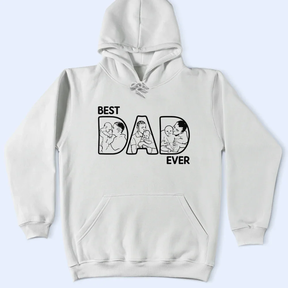 Custom Photo Pencil Drawing Best Dad Ever - Personalized T Shirt - Image 5