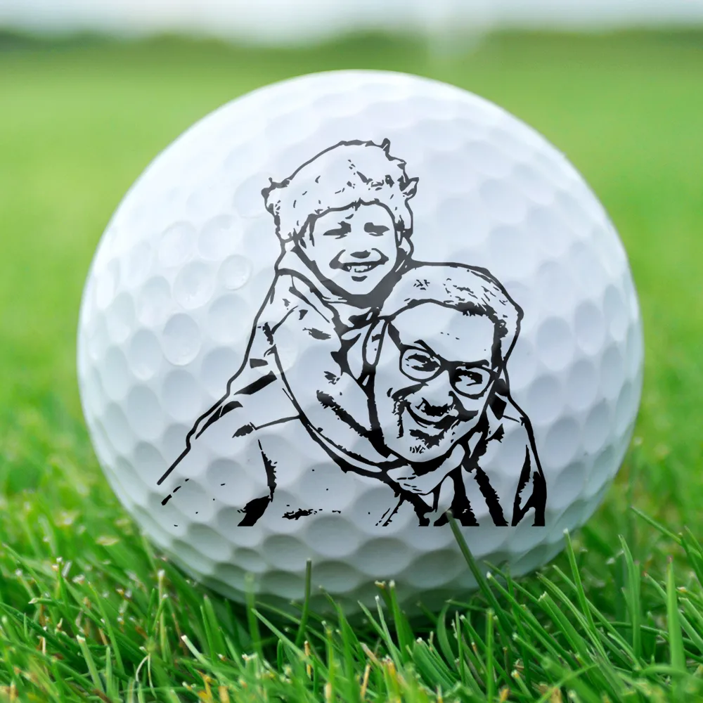 Custom Photo Pencil Drawing Best Daddy By Par - Personalized Golf Ball - Image 3