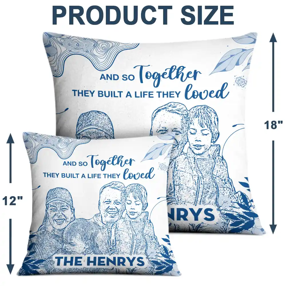 Custom Photo Pencil Drawing Chinoiserie Toile And So Together They Built A Life They Loved - Personalized Pillow - Image 5