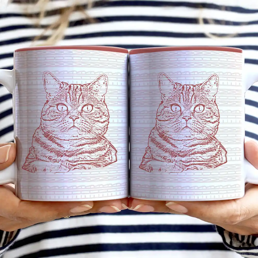 Custom Photo Pencil Drawing Dog Cat Parents Hidden Message - Personalized White Edge-to-Edge Mug - Image 3