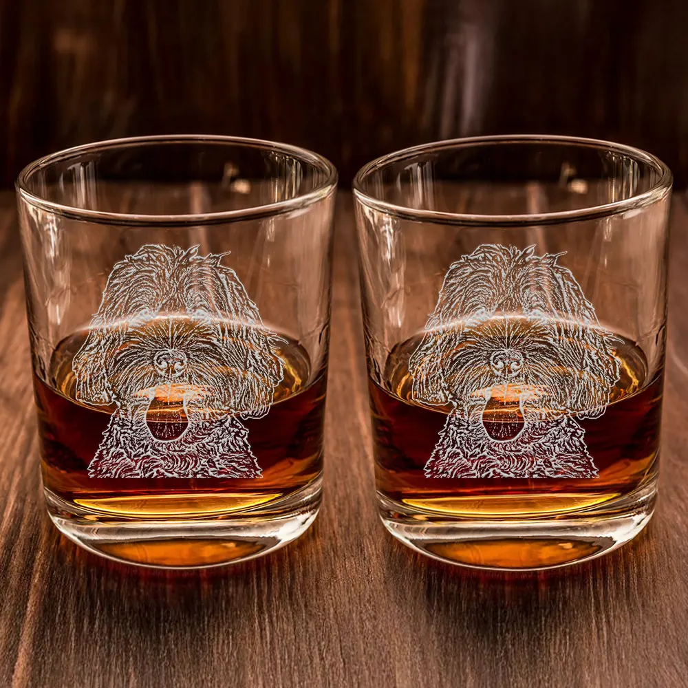 Custom Photo Pencil Drawing Dog Cat Portrait - Personalized Engraved Whiskey Glass - Image 3