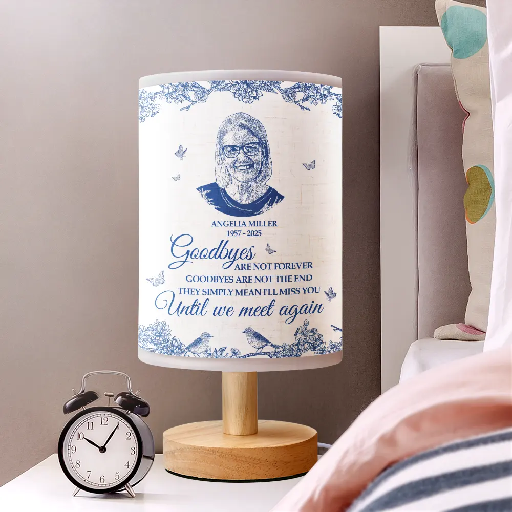 Custom Photo Pencil Drawing Toile De Jouy Goodbyes Are Not Forever - Personalized Fabric Lamp - Image 3