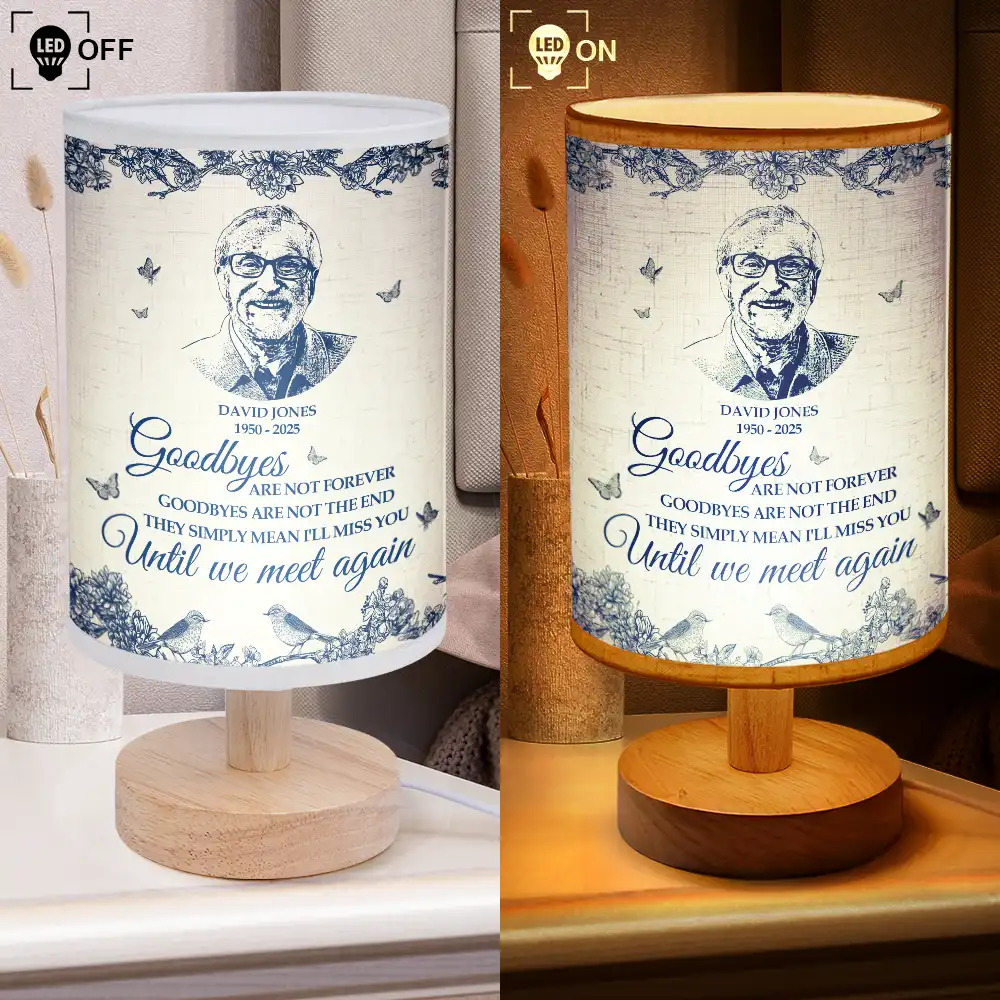 Custom Photo Pencil Drawing Toile De Jouy Goodbyes Are Not Forever - Personalized Fabric Lamp - Image 5