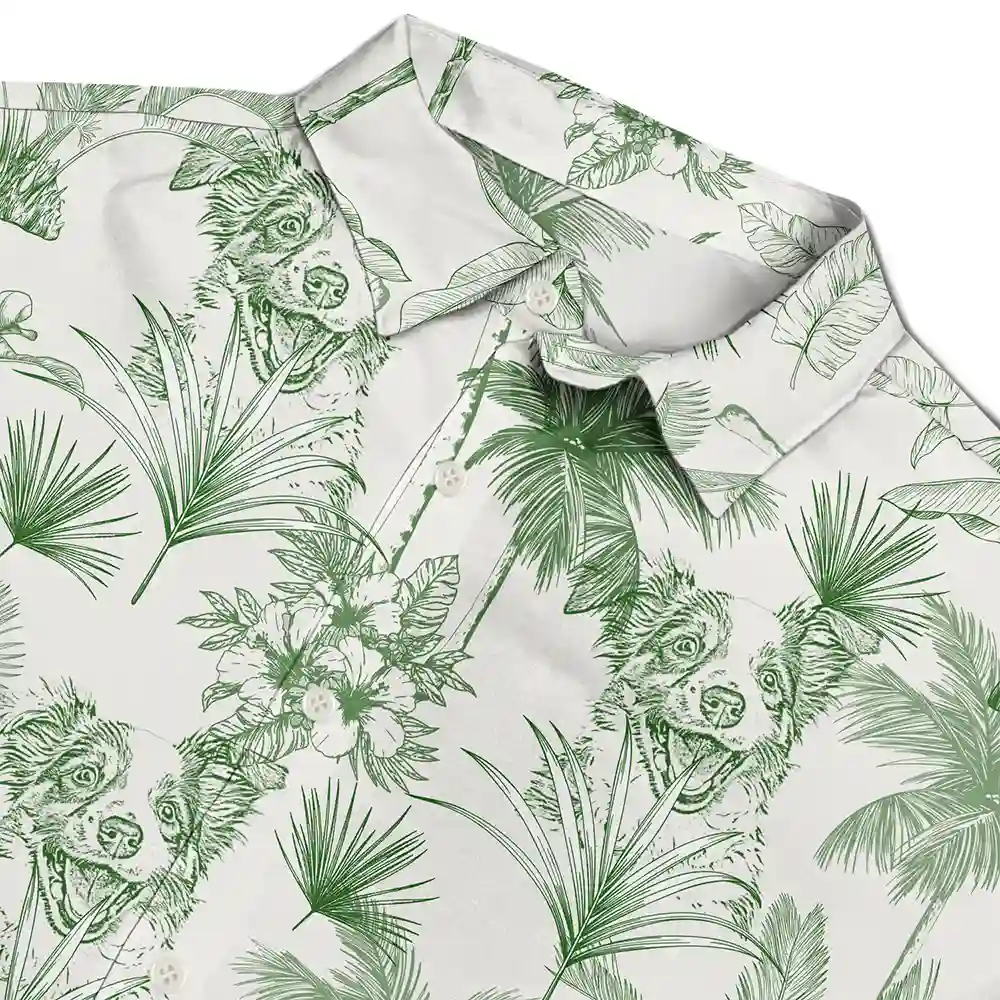 Custom Photo Pencil Drawing Toile De Jouy Pattern Family Pet - Personalized Hawaiian Shirt - Image 5