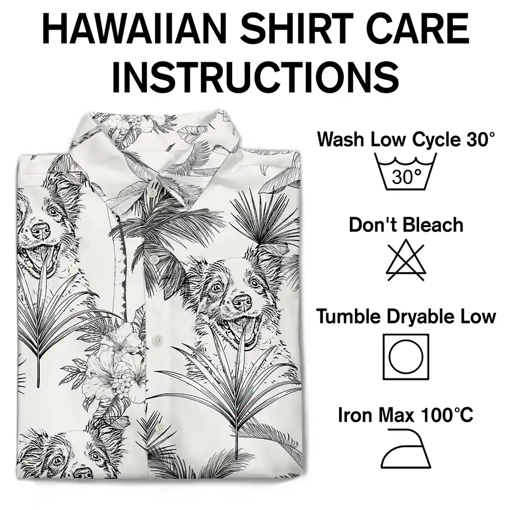 Custom Photo Pencil Drawing Toile De Jouy Pattern Family Pet - Personalized Hawaiian Shirt - Image 7