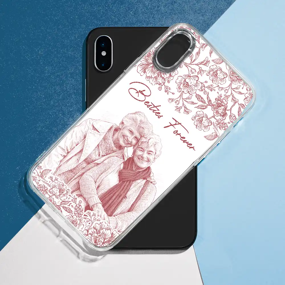 Custom Photo Pencil Sketch A True Friendship Is A Journey Without An End - Personalized Clear Phone Case - Image 8