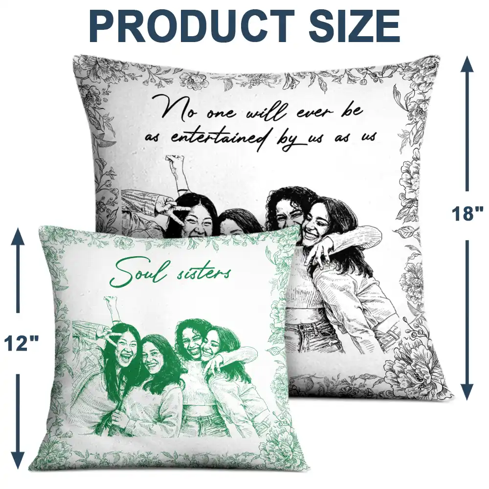 Custom Photo Pencil Sketch A True Friendship Is A Journey Without An End - Personalized Pillow - Image 5