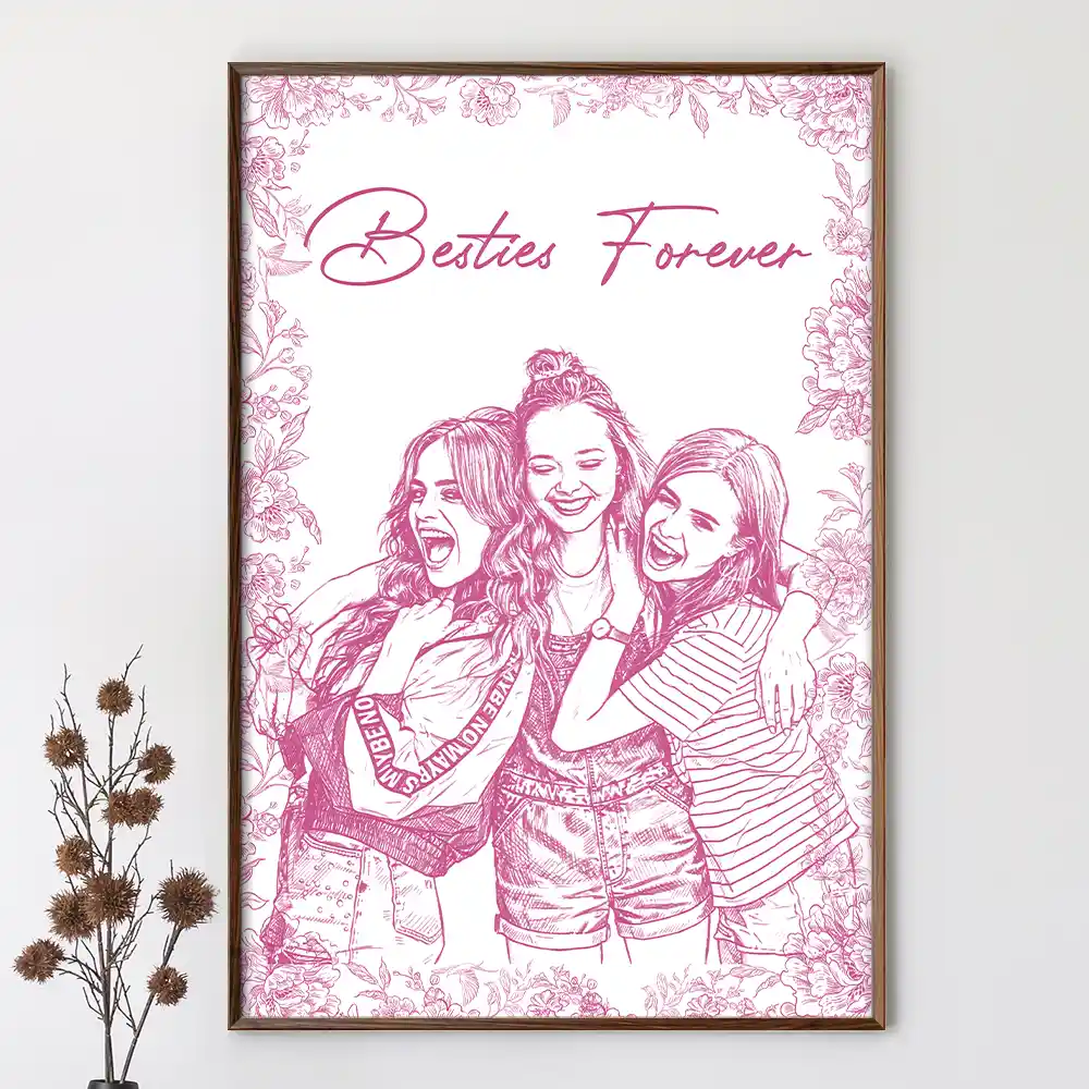 Custom Photo Pencil Sketch A True Friendship Is A Journey Without An End - Personalized Poster - Image 4