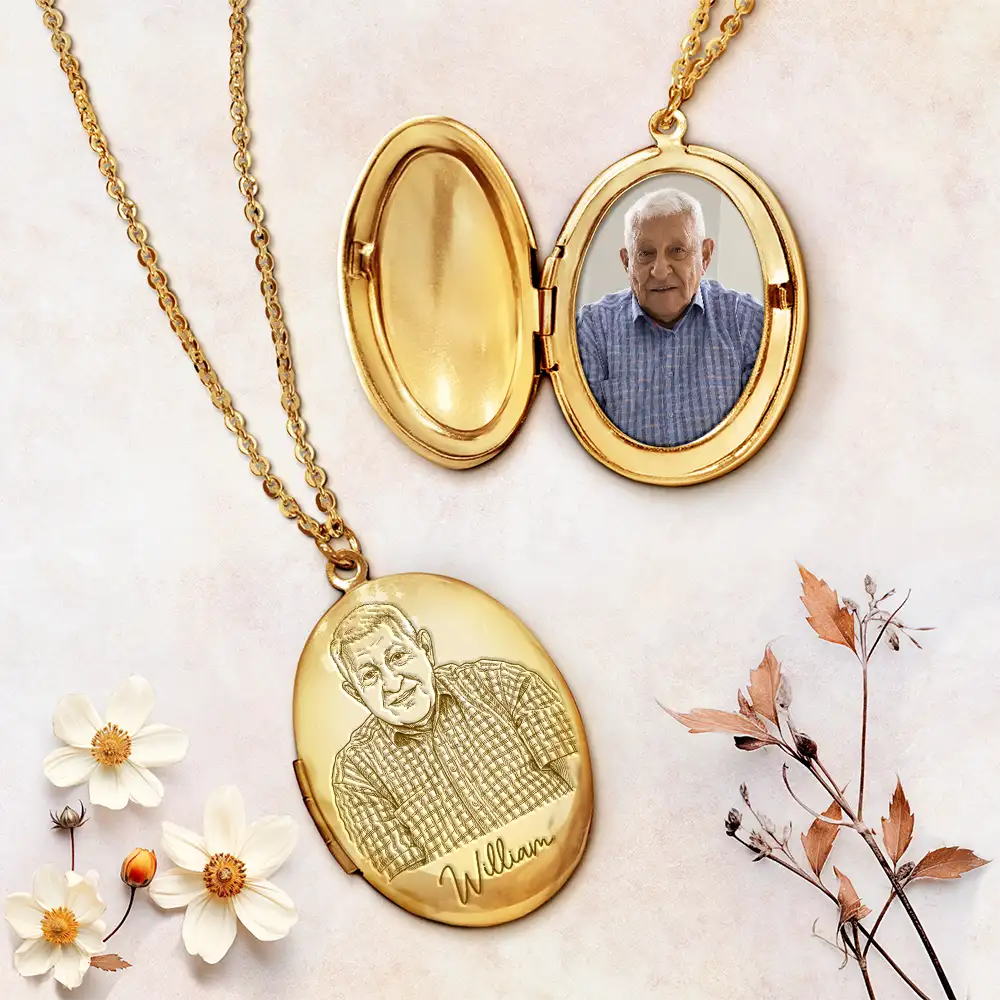 Custom Photo Pencil Sketch Always By My Side - Personalized Locket Necklace - Image 3