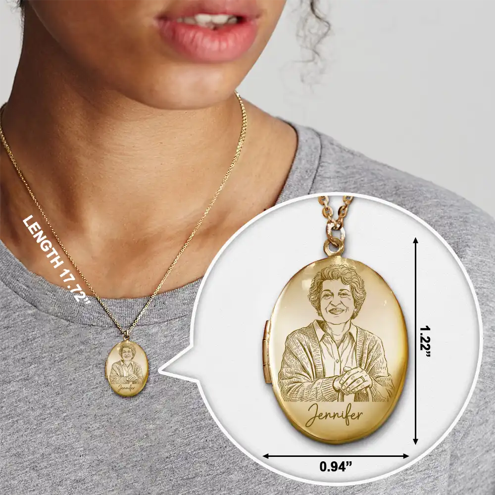 Custom Photo Pencil Sketch Always By My Side - Personalized Locket Necklace - Image 7