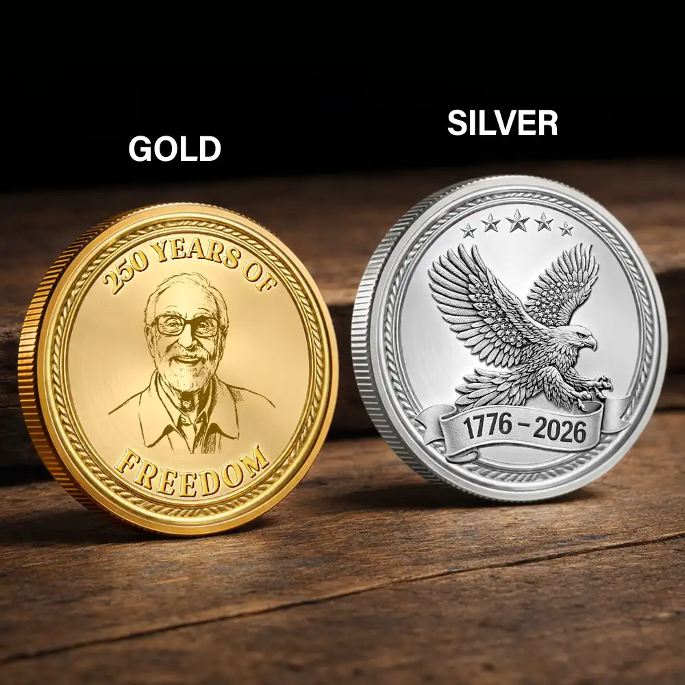 Custom Photo Pencil Sketch America 250 Years Of Freedom - Personalized Commemorative Keepsake Coin - Image 3