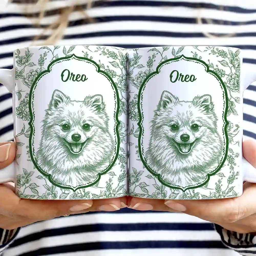 Custom Photo Pencil Sketch Art Dog Cat Kid Pet Portrait Toile - Personalized White Edge-to-Edge Mug - Image 3