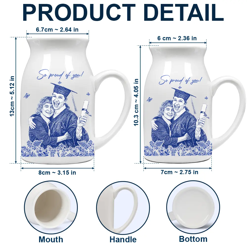 Custom Photo Pencil Sketch Art Loving Couple Family Pet - Personalized Ceramic Flower Vase - Image 5