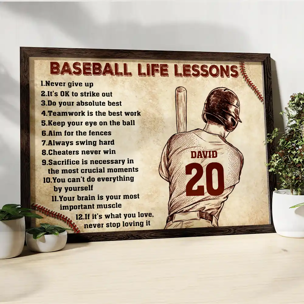 Custom Photo Pencil Sketch Baseball Life Lesson Baseball Lovers - Personalized Poster - Image 5