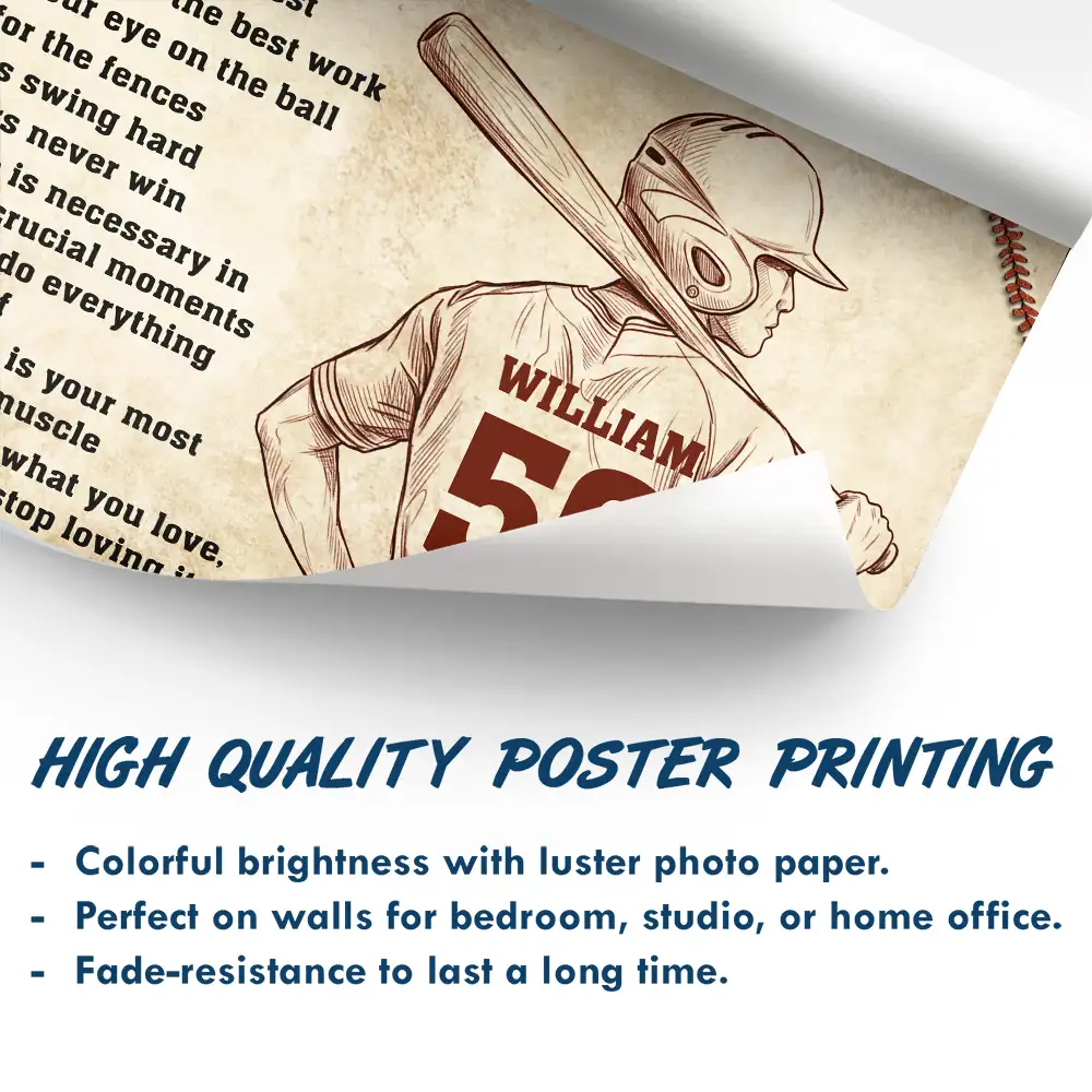 Custom Photo Pencil Sketch Baseball Life Lesson Baseball Lovers - Personalized Poster - Image 6