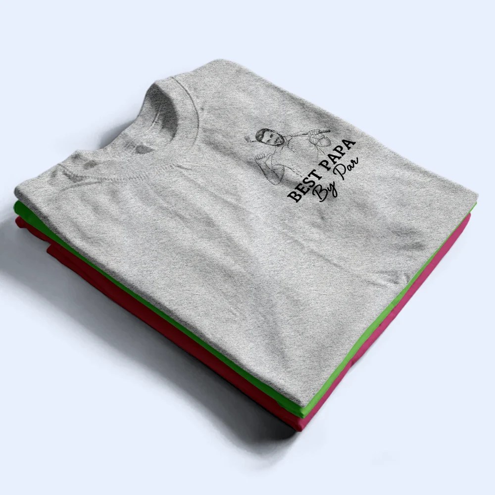 Custom Photo Pencil Sketch Best Dad By Par - Personalized T Shirt - Image 3
