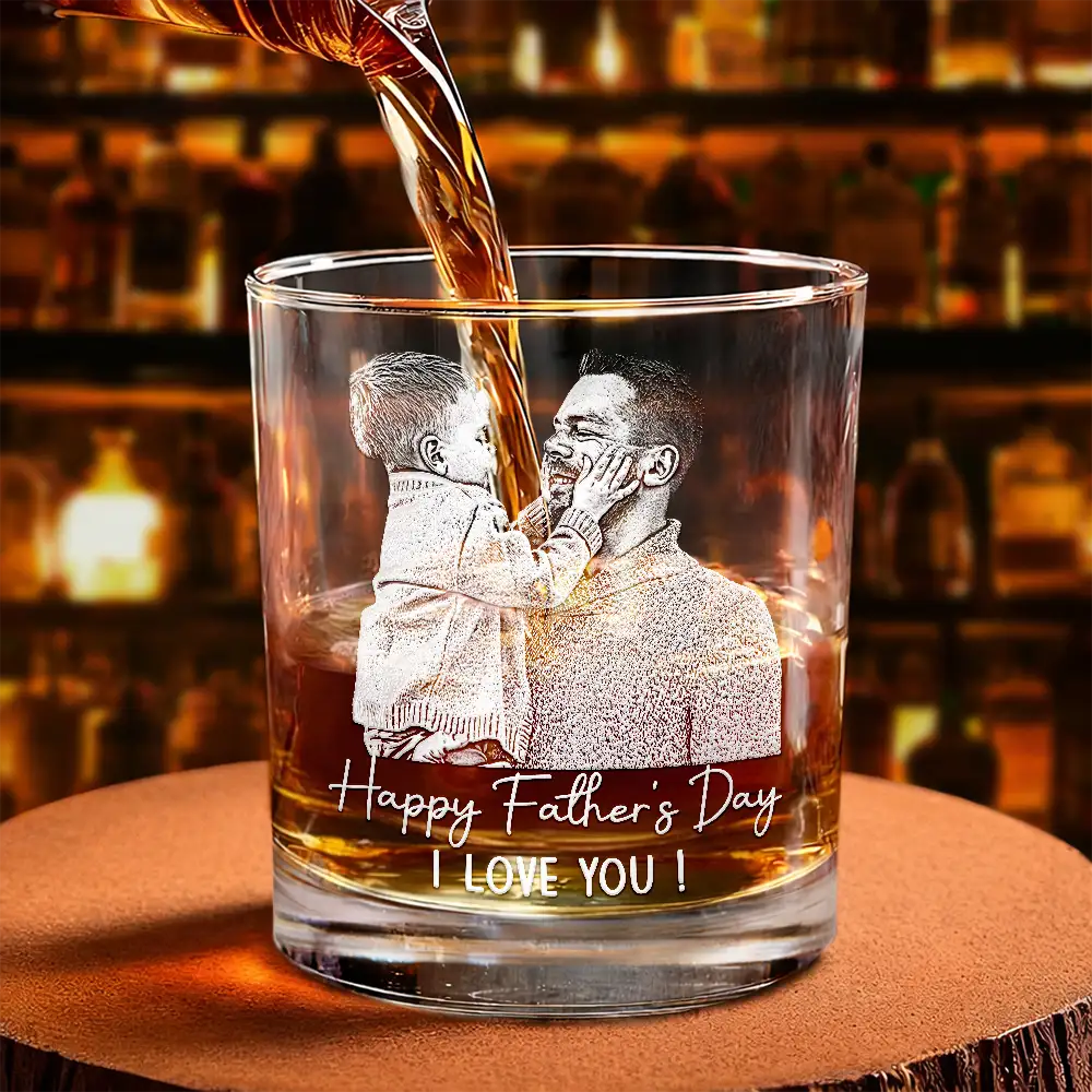 Custom Photo Pencil Sketch Best Dad Ever - Personalized Whiskey Glass - Image 6