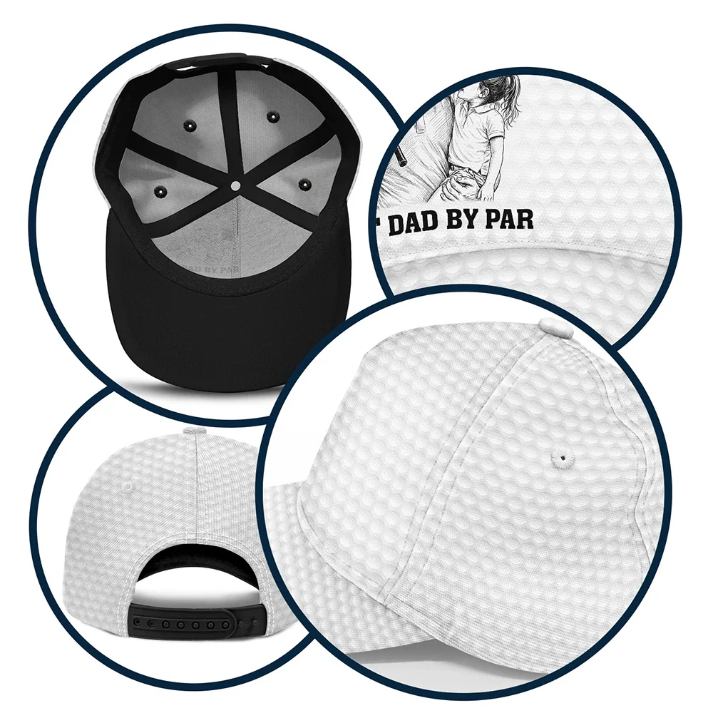 Custom Photo Pencil Sketch Best Dad Grandpa By Par Golf Clubs - Personalized Classic Cap - Image 6
