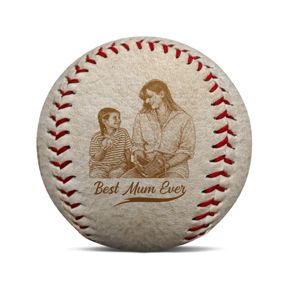 Custom Photo Pencil Sketch Best Mom Ever - Personalized Baseball, Softball - Image 3