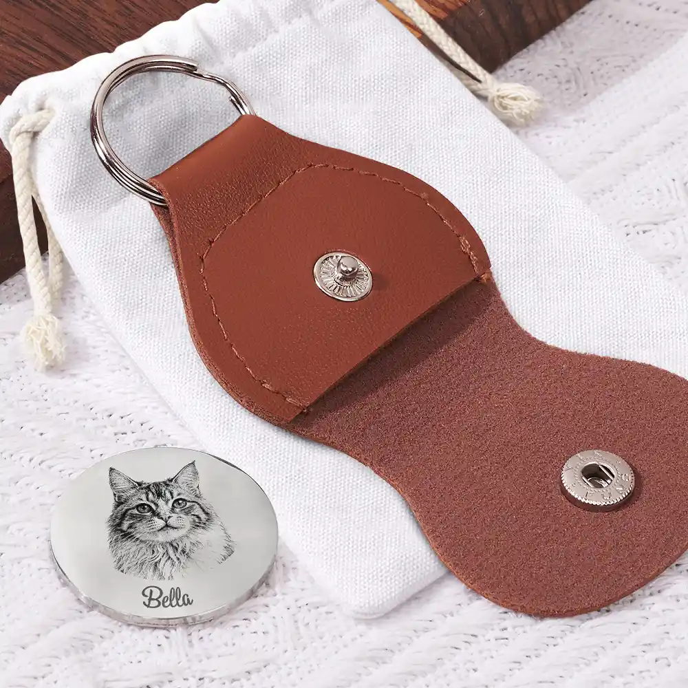 Custom Photo Pencil Sketch Carry Me Close I'm Always With You - Personalized Leather Pocket Hug - Image 3