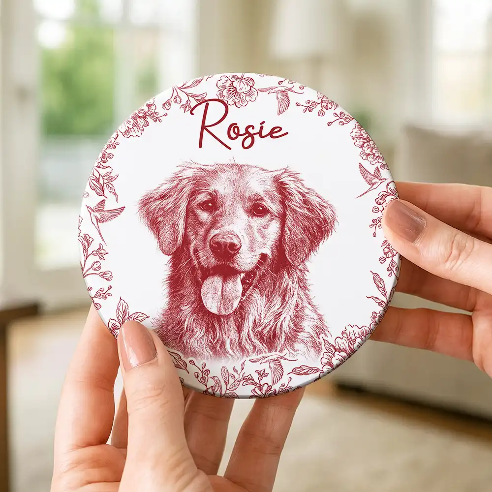 Custom Photo Pencil Sketch Dog Cat Portrait - Personalized Ceramic Coaster - Image 5