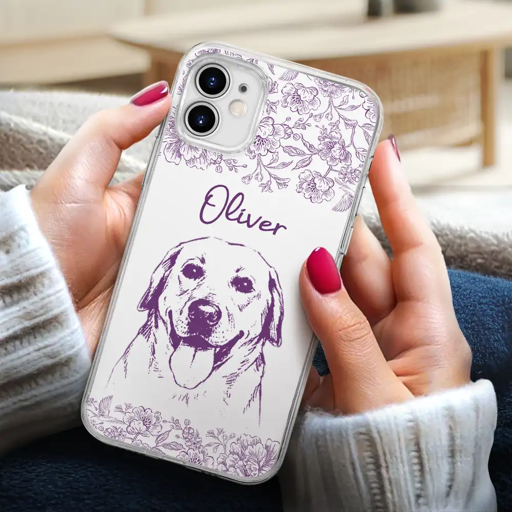 Custom Photo Pencil Sketch Dog Cat Portrait - Personalized Clear Phone Case - Image 4