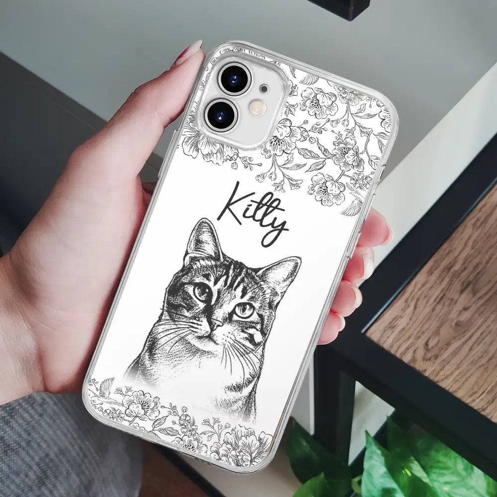 Custom Photo Pencil Sketch Dog Cat Portrait - Personalized Clear Phone Case - Image 7