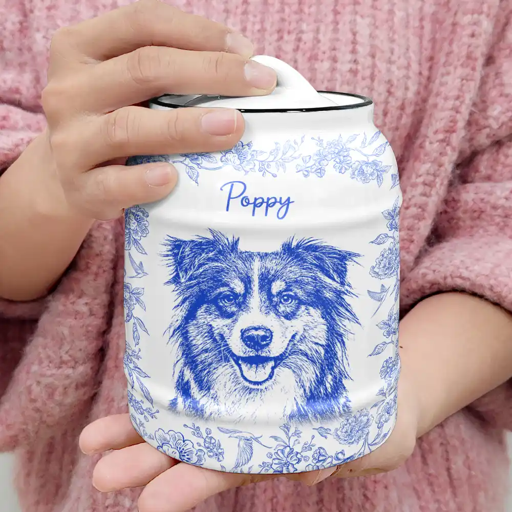 Custom Photo Pencil Sketch Dog Cat Portrait - Personalized Cookie Jar - Image 5